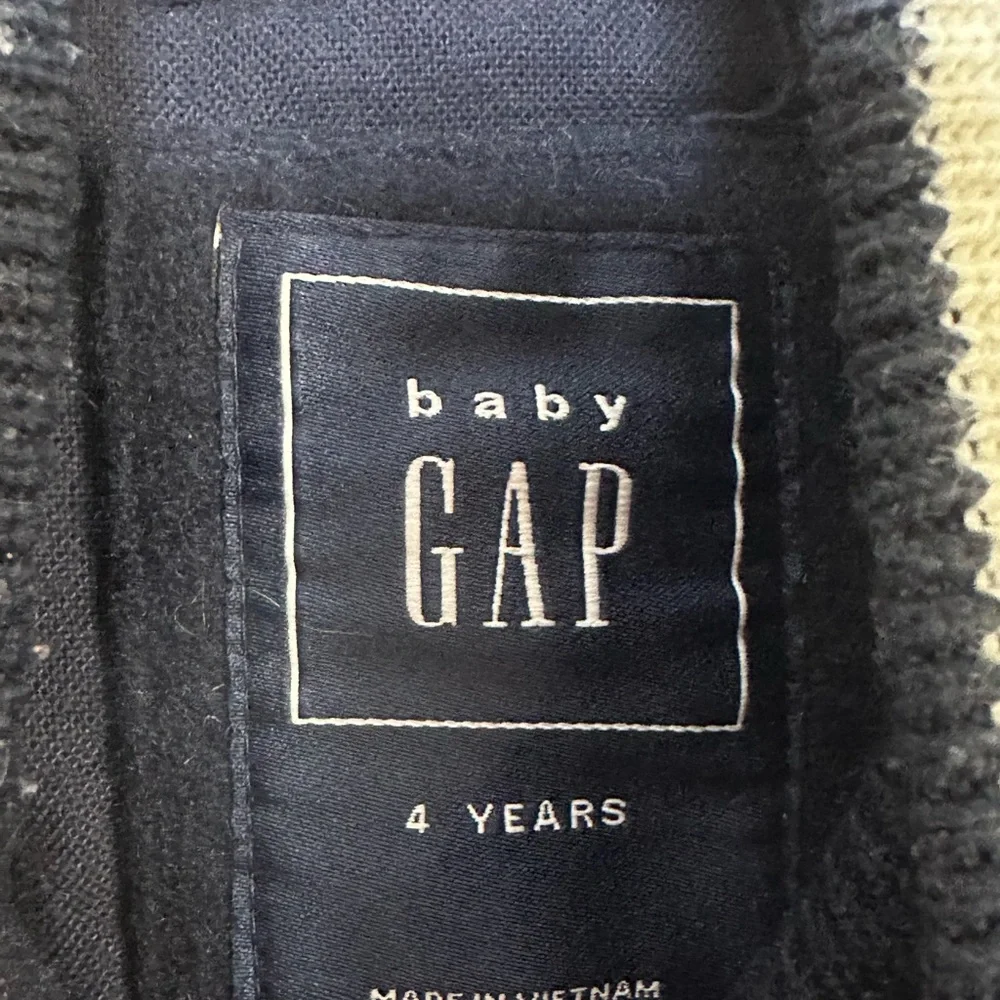 Gap Navy Blue Tan Varsity‎ Jacket Wool Buttoned Size 4 Years